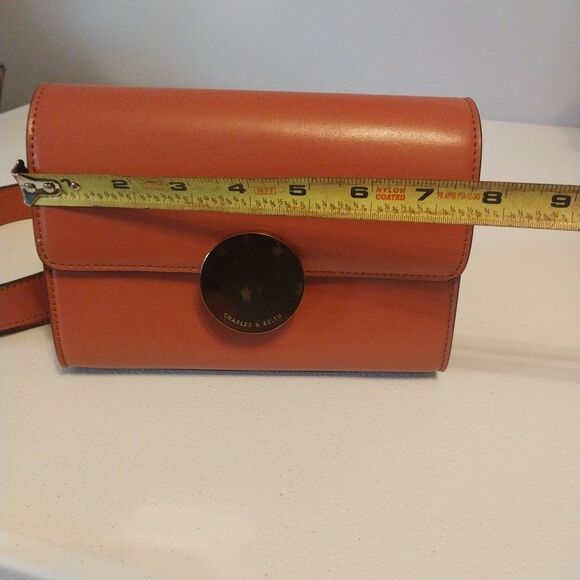 Charles & Keith Circular Buckle Crossbody Purse Bag Mauve Push Lock Closure - Picture 14 of 15